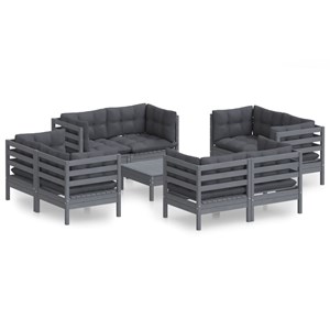 Maison exclusive - salon de jardin 9 pcs avec coussins anthracite bois de pin