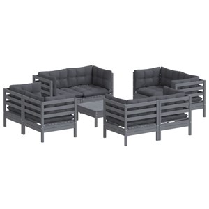 Maison exclusive - salon de jardin 9 pcs avec coussins anthracite bois de pin