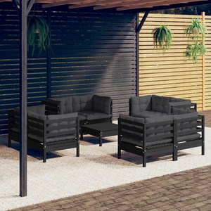 Maison exclusive - salon de jardin 9 pcs avec coussins anthracite bois de pin