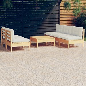 Maison exclusive - salon de jardin 6 pcs avec coussins crème bois de pin