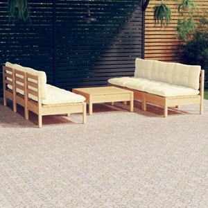 Maison exclusive - salon de jardin 7 pcs avec coussins crème bois de pin