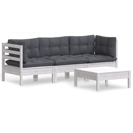 Maison exclusive - salon de jardin 4 pcs avec coussins anthracite bois de pin