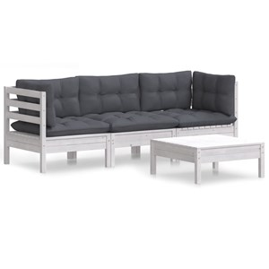 Maison exclusive - salon de jardin 4 pcs avec coussins anthracite bois de pin