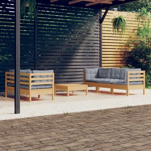 Maison exclusive - salon de jardin 6 pcs avec coussins gris bois de pin