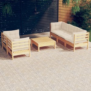 Maison exclusive - salon de jardin 6 pcs avec coussins crème bois de pin