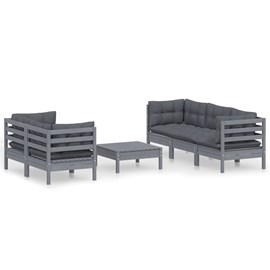 Maison exclusive - salon de jardin 6 pcs avec coussins anthracite bois de pin