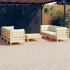 Maison exclusive - salon de jardin 7 pcs avec coussins crème bois de pin