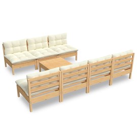 Maison exclusive - salon de jardin 8 pcs avec coussins crème bois de pin