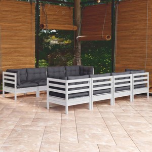 Maison exclusive - salon de jardin 9 pcs avec coussins bois de pin massif