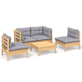 Maison exclusive - salon de jardin 5 pcs avec coussins gris bois de pin massif