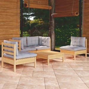 Maison exclusive - salon de jardin 5 pcs avec coussins gris bois de pin massif