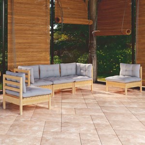 Maison exclusive - salon de jardin 5 pcs avec coussins gris bois de pin massif