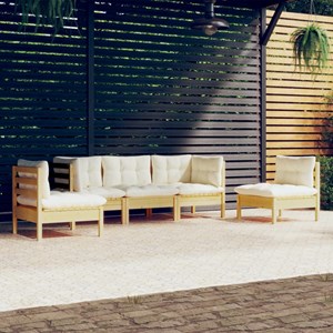 Maison exclusive - salon de jardin 5 pcs avec coussins crème bois de pin massif