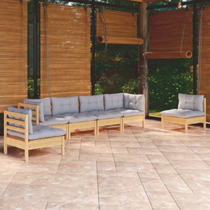 Maison exclusive - salon de jardin 6 pcs avec coussins gris bois de pin massif