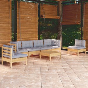 Maison exclusive - salon de jardin 7 pcs avec coussins gris bois de pin massif