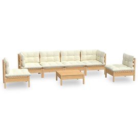 Maison exclusive - salon de jardin 7 pcs avec coussins crème bois de pin massif