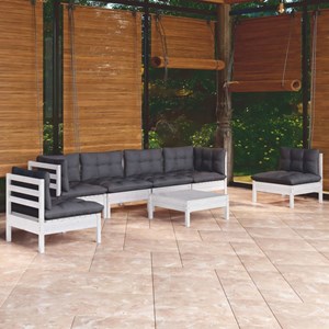 Maison exclusive - salon de jardin 7 pcs avec coussins bois de pin massif