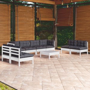 Maison exclusive - salon de jardin 9 pcs avec coussins bois de pin massif