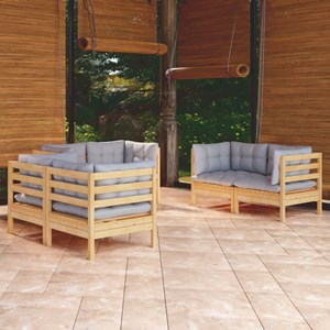 Maison exclusive - salon de jardin 6 pcs avec coussins gris bois de pin massif
