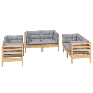 Maison exclusive - salon de jardin 6 pcs avec coussins gris bois de pin massif