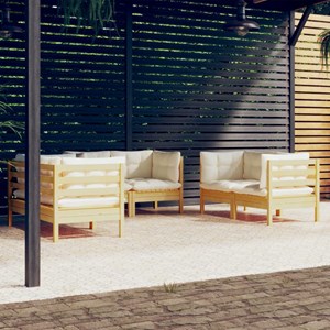Maison exclusive - salon de jardin 6 pcs avec coussins crème bois de pin massif