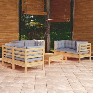 Maison exclusive - salon de jardin 7 pcs avec coussins gris bois de pin massif