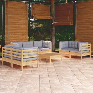 Maison exclusive - salon de jardin 8 pcs avec coussins gris bois de pin massif