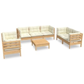 Maison exclusive - salon de jardin 8 pcs avec coussins crème bois de pin massif