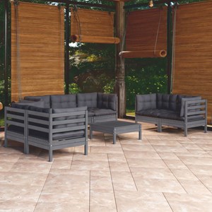 Maison exclusive - salon de jardin 8 pcs avec coussins bois de pin massif