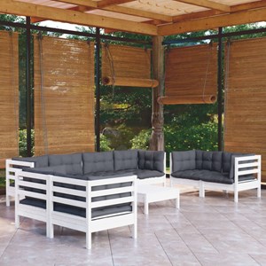 Maison exclusive - salon de jardin 9 pcs avec coussins bois de pin massif