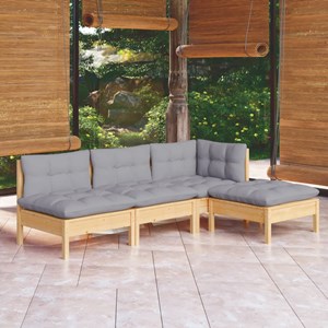Maison exclusive - salon de jardin 4 pcs avec coussins gris bois de pin