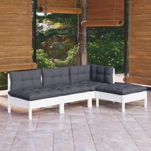 Maison exclusive - salon de jardin 4 pcs avec coussins blanc bois de pin