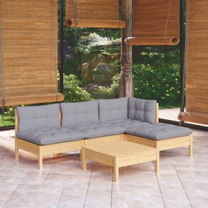 Maison exclusive - salon de jardin 5 pcs avec coussins gris bois de pin