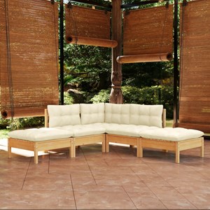 Maison exclusive - salon de jardin 5 pcs avec coussins crème bois de pin