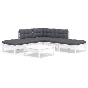 Maison exclusive - salon de jardin 6 pcs avec coussins blanc bois de pin