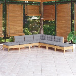 Maison exclusive - salon de jardin 7 pcs avec coussins gris bois de pin