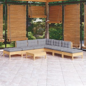 Maison exclusive - salon de jardin 8 pcs avec coussins gris bois de pin