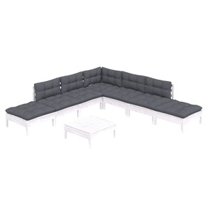 Maison exclusive - salon de jardin 8 pcs avec coussins blanc bois de pin