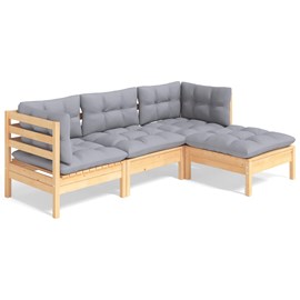 Maison exclusive - salon de jardin 4 pcs avec coussins gris bois de pin