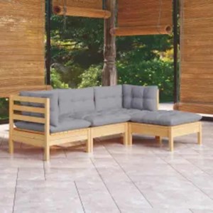 Maison exclusive - salon de jardin 4 pcs avec coussins gris bois de pin