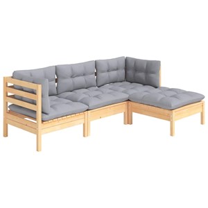 Maison exclusive - salon de jardin 4 pcs avec coussins gris bois de pin