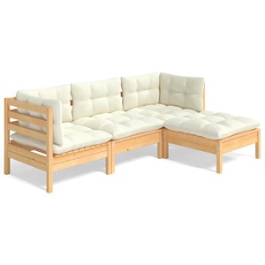 Maison exclusive - salon de jardin 4 pcs avec coussins crème bois de pin