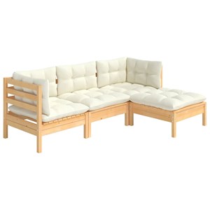 Maison exclusive - salon de jardin 4 pcs avec coussins crème bois de pin