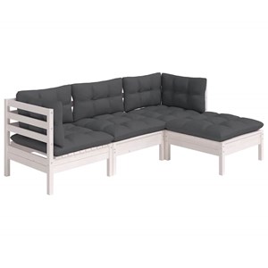 Maison exclusive - salon de jardin 4 pcs avec coussins blanc bois de pin