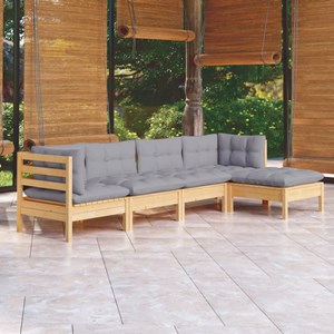 Maison exclusive - salon de jardin 5 pcs avec coussins gris bois de pin