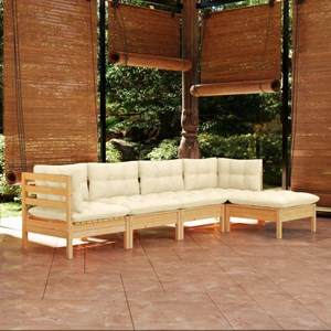 Maison exclusive - salon de jardin 5 pcs avec coussins crème bois de pin