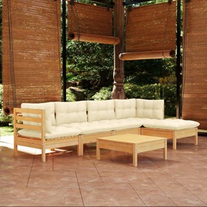 Maison exclusive - salon de jardin 6 pcs avec coussins crème bois de pin