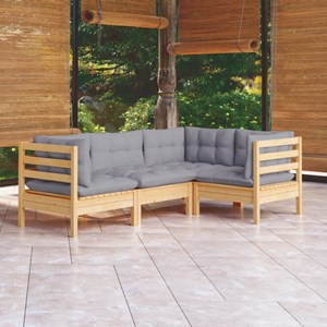 Maison exclusive - salon de jardin 4 pcs avec coussins gris bois de pin