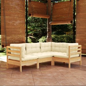Maison exclusive - salon de jardin 4 pcs avec coussins crème bois de pin