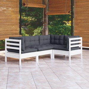 Maison exclusive - salon de jardin 4 pcs avec coussins blanc bois de pin